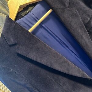 Paul Smith Navy Corduroy Jacket with Royal Blue Satin Lining and Orange Trim